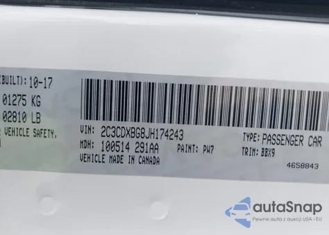 2018 Dodge Charger Sxt Rwd from USA, damaged, VIN 2C3CDXBG8JH174243